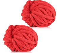 Xtrillogen Chunky Crochet Yarn 2×250g Thick Soft Fluffy Chenille Yarn,Multicolored Knitting Chunky Wool,Super Chunky Yarn for Crocheting Blankets,Hats,Cushions&Bags (Bright Red)