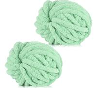 Xtrillogen Chunky Crochet Yarn 2×250g Thick Soft Fluffy Chenille Yarn,Multicolored Knitting Chunky Wool,Super Chunky Yarn for Crocheting Blankets,Hats,Cushions&Bags(Aqua Green)