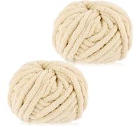 Xtrillogen Chunky Crochet Yarn 2×250g Thick Soft Fluffy Chenille Yarn,Multicolored Knitting Chunky Wool,Super Chunky Yarn for Crocheting Blankets,Hats,Cushions&Bags(Beige)