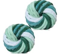 Xtrillogen Chunky Crochet Yarn 2×250g Thick Soft Fluffy Chenille Yarn,Multicolored Knitting Chunky Wool,Super Chunky Yarn for Crocheting Blankets,Hats,Cushions&Bags(Cloud Sea Color)