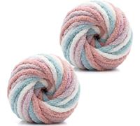 Xtrillogen Chunky Crochet Yarn 2×250g Thick Soft Fluffy Chenille Yarn,Multicolored Knitting Chunky Wool,Super Chunky Yarn for Crocheting Blankets,Hats,Cushions&Bags (Cherry Blossom)