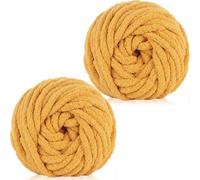 Xtrillogen Chunky Crochet Yarn 2×250g Thick Soft Fluffy Chenille Yarn,Multicolored Knitting Chunky Wool,Super Chunky Yarn for Crocheting Blankets,Hats,Cushions&Bags(Ginger Yellow)