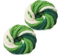 Xtrillogen Chunky Crochet Yarn 2×250g Thick Soft Fluffy Chenille Yarn,Multicolored Knitting Chunky Wool,Super Chunky Yarn for Crocheting Blankets,Hats,Cushions&Bags(Forest Green)