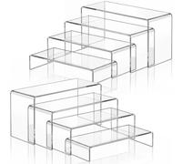 Xtrillogen Clear Acrylic Display Stand,Acrylic Stands for Display Shelves,Plastic Clear Shelf Organiser,Shelf Riser for Buffet Risers,Funko Pop Figures,Cupcake,Lego,and Perfume Organiser(8PCS)