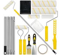 Xtrillogen Paint Roller Set,Professional Paint Rollers and Trays Sets,Featuring a Complete Adjustable Extension Pole and Angled Paintbrush,Decorating Tools Suitable for Painting Walls,Ceilings