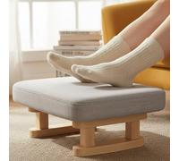Xtrillogen Small Footstool Ottoman with Stable Wooden Legs,Pouffe Footstools,Modern Furniture Foot Stools,Contemporary Foot Stool for Living Room,Bedroom,Sofa Area,Office,Hallway(Light Gray)
