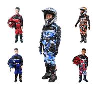 XTRM Junior Motocross Kids Kart Suit Child Quad Bike MX Off Road Go-Karting Enduro Child ATV Sports Overalls Racing One Piece Suits All Colors (Camo Blue,M)