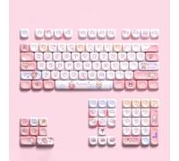 Xtroml Cute PBT Keycaps,112 Keys Cute Round Keyboard Keycap,Dye-Sublimation MCA Profile Keycaps Cartoon Keycaps for Mechanical Keyboards 100%, 75%, 65%, 60% Keyboard (Marshmallow)