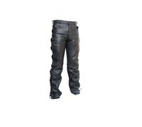 Xtron Bikewear Mens Motorcycle Black Cowhide Leather Jeans Laces Trousers Motorbike Pants (34W / 32L)