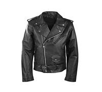 Xtron Bikewear Mens Motorcycle Perfecto Brando 100% Leather Jacket Black Biker (perfecto-brando-L)