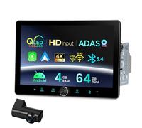 XTRONS 10.1" Double Din Android Car Stereo w ADAS Camera Octa-Core 4+64GB QLED Fully-laminated Screen 3-way Adjustment Rotary Volume Knob All-in-1 Audio Hub Wireless CarPlay Android Auto Bluetooth 5.4