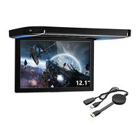 XTRONS 12.1" HD Video Car Overhead Player Digital 120° Rotating Screen Roof Mounted Ultra-Thin Monitor Built-in HDMI Port/USB/SD Card/Aux Input Door Control with 1pcs Wireless TV Dongle