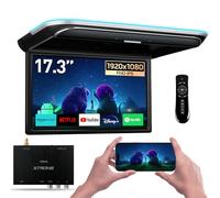 XTRONS 17.3-inch FHD Android 9.0 Car Overhead Flip Down Mount Monitor 8K 1080P IPS Screen Octa-core Car Roof Multimedia Player Car Video With Superior Sound and Screen Mirroring Support HDMI/USB/AV/IR