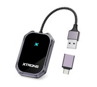 XTRONS 2 in 1 Wireless CarPlay Adapter UK w USB C nylon braided cable, Plug & Play Wireless Auto dongle for iPhone iOS 10+/Android Car Stereos, Fits Most Cars, Aluminium Frame 6H Tempered Glass