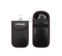 XTRONS 2 Pack Faraday Pouches for Car Keys, Anti-Theft RFID Signal Blocking Remote Keyless Entry Key Bag, Small FOB Protection Pouch for Car Security with Metal Clip, Black Signal Jammer Blocker