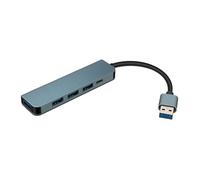 XTRONS 4 Ports USB 3.0/2.0 Hub Splitter for Car Use/Laptop/Desktop PC/Tablet, Portable USB Extension Data Hub Multiport Adapter, with 5V/2A Type C Power Port, Aluminium