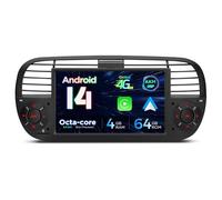 XTRONS 7" Android 14 1 Din Car Stereo 4+64GB for Fiat 500(2007-2015) Black, Octa-Core Radio Player, Built-in 4G ASM DSP 2K CarAutoPlay Android Auto GPS Navigation Bluetooth 5.0 New UI, Optional DAB+