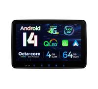 XTRONS Android 14 QLED Screen Universal Double Din Car Stereo 10.1" Android Car Radio Player Octa-Core 4GB+64GB GPS Navigation CarAutoPlay Bluetooth 5.0 AKM DSP Global 4G LTE Dual Band WiFi