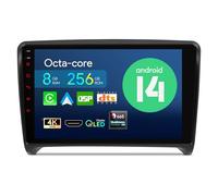 XTRONS Android 14 Qualcomm 665 Radio Player 9 inch Octa-core 8GB+256GB QLED Car Stereo for Audi TT MK2 8J (2006-2012) with DSP Wireless CarPlay Support 4G 4K Video AHD Camera DAB+ RCA