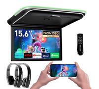 XTRONS Android Car Overhead Player 15.6" IPS Touch Screen Octa-Core Car Roof Mount Monitor Built-in Stereo Speakers Support HDR10+ 8K Video, Bluetooth, WiFi, HDMI/RCA Input w 2pcs IR Headphones(Black)