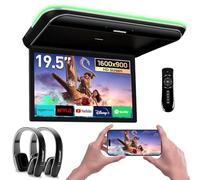 XTRONS Android Car Overhead Player 19.5" Octa Core Car Roof Mount Monitor with 2 Black IR Headphones, Wide IPS Screen 8K Video Built-in Stereo Speakers Flip Down Support 4G HDMI Input USB RCA Input