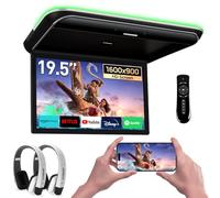 XTRONS Android Car Overhead Player 19.5" Octa Core Car Roof Mount Monitor with 2 White IR Headphones,Wide IPS Screen 8K Video Built-in Stereo Speaker Flip Down Support 4G WiFi HDMI Input USB RCA Input