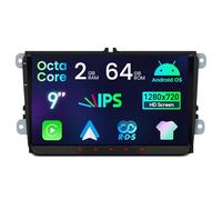 XTRONS Double Din 2+64GB Car Stereo Bluetooth for Volkswagen SEAT SKODA Caddy Polo Golf mk Passat, 9" Android Radio Player EQ DSP Wireless CarAutoPlay Cooling System Octa-Core Head Unit Optional DAB+
