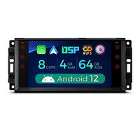 XTRONS Single Din Car Stereo for Jeep Wrangler Dodge Chrysler, Android 12 Octa Core 4GB+64GB Car Radio, 7inch Touch Screen GPS Navigation for Car Bluetooth Head Unit Built-in DSP Car Play Android Auto