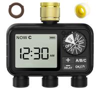 Xtsuen Water Timers for irrigation, Hose Timer with Rain Delay/Automatic & Manual Mode, Sprinkler Timer for Garden IPX5 Waterproof/Large Screen LCD Display