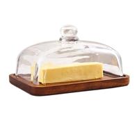 XTTAP butter dish with lid, airtight lid keeps butter soft - Glass butter dish with lid for countertop. Widened design to fit all butters. Acacia wood pallets are safer and healthier. Dishwasher Safe.