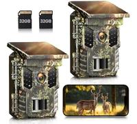 XTU Wildlife Camera WiFi Bluetooth - 4K 64MP Solar Trail Camera With Night Vision Activated Waterproof IP66,0.2s Trigger Speed,Built-in Lithium Battery Rechargeable (2 Pack)