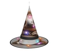 XTUAG Adorable Sloth Printing Halloween Witches Hats Led Witch Hat Adult Halloween Cosplay Party