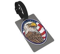 XTUAG American Bald Eagle Luggage Tag, PVC Labelpattern Travel Bag Tag with Adjustable Strap for Baggage Suitcase
