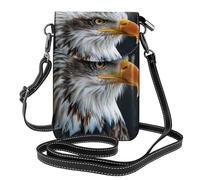 XTUAG Bald Eagle Crossbody Bag For Women Leather Cellphone Shoulder Purses Fashion Travel Designer Wallet, Black