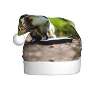 XTUAG Bunny Rabbits Printing Christmas Hat Santa Hat With Xmas New Year Party Headwear