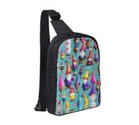 Xtuag Colorful Gnomes Crossbody Backpack Travel Hiking Daypack Small Chest Bag For Women Men Outdoor Sports, Black