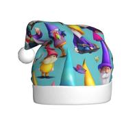XTUAG Colorful Gnomes Printing Christmas Hat Santa Hat With Xmas New Year Party Headwear