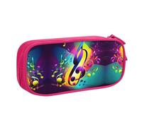 XTUAG Colorful Musical Notes Large Capacity Double Layer Student Pen Caseback To School Supplies Forteen, Pink, RXZER23