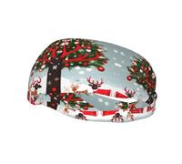 XTUAG Cow Deer Trees Christmas Running Headbands for Men Sweatbands Sports Sweat Bands Mens Workout Thin Fitness Gym Yoga, Black