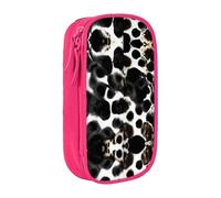 XTUAG Cow Fur Print Large Capacity Double Layer Student Pen Caseback To School Supplies Forteen