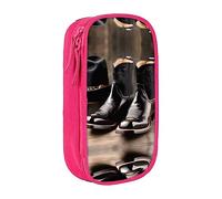 XTUAG Cowboy Black Hat Western Boots Large Capacity Double Layer Student Pen Caseback To School Supplies Forteen