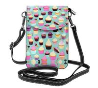 XTUAG Cupcake Pattern Crossbody Bag For Women Leather Cellphone Shoulder Purses Fashion Travel Designer Wallet, Black