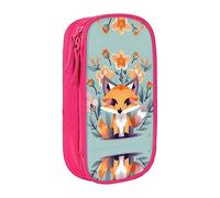 XTUAG Cute Animal Fox Flowers Large Capacity Double Layer Student Pen Caseback To School Supplies Forteen
