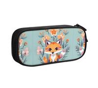 XTUAG Cute Animal Fox Flowers Large Capacity Double Layer Student Pen Caseback To School Supplies Forteen, Black, RXZER23