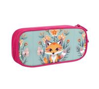 XTUAG Cute Animal Fox Flowers Large Capacity Double Layer Student Pen Caseback To School Supplies Forteen