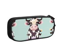 XTUAG Cute Black Cow Large Capacity Double Layer Student Pen Caseback To School Supplies Forteen