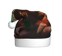 XTUAG Cute Chameleon Printing Christmas Hat Santa Hat With Xmas New Year Party Headwear