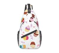 XTUAG Cute Penguins Sketch Unisex Crossbody Backpack Travel Hiking Casual Chest Bags Lightweight Fashion, Delicious Cupcakes, One Size