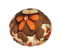 XTUAG Dancing Thanksgiving Bear Shower Cap For Women, Elastic And Reusable,Double Waterproof Layers Bathing Hat