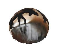 XTUAG Deer Bear Moose Shower Cap For Women, Elastic And Reusable,Double Waterproof Layers Bathing Hat